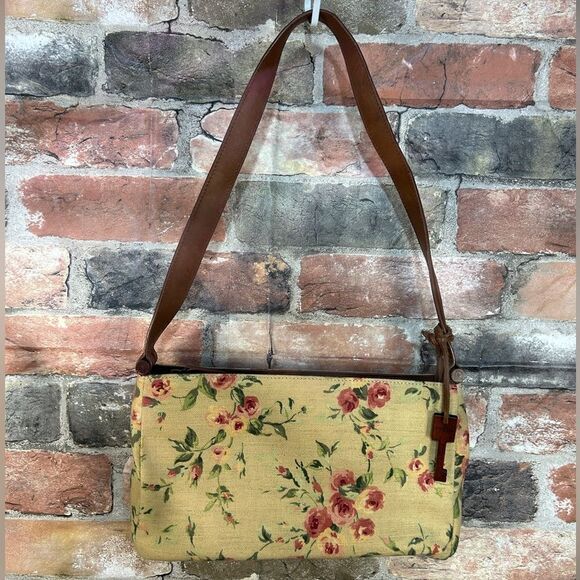 VTG Fossil Floral Canvas Leather Purse - Picture 1 of 8